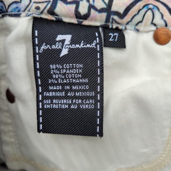 SOLD: 7FAMK Ankle Skinny Printed Geometric Jeans 7 For All Mankind 27 Pattern - Picture 3 of 13